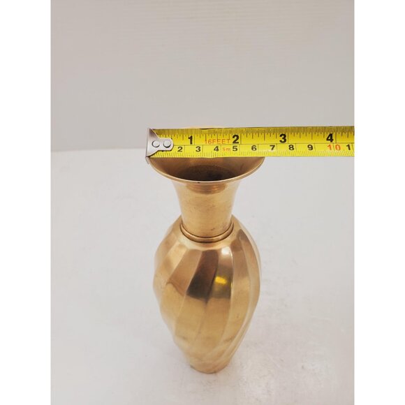 Vintage Indian Solid Brass Swirl Vase | Polished - Picture 8 of 10